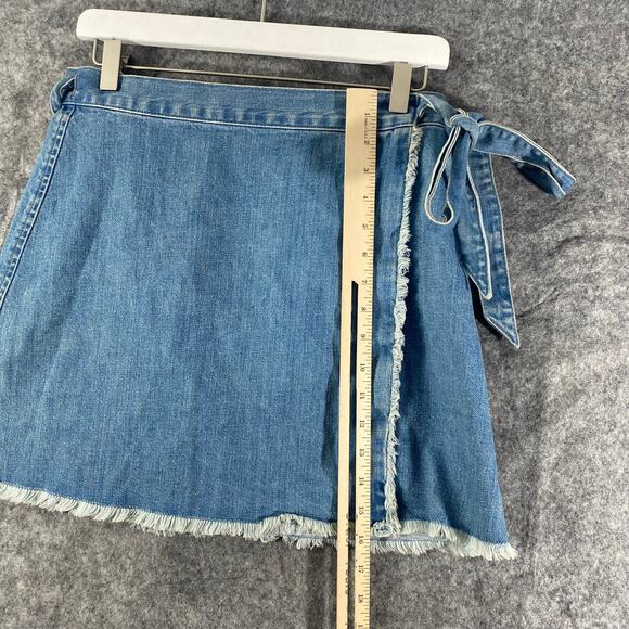 Madewell Skirt 6 Blue Denim Wrap Waist Mini Preppy High Rise - Picture 8 of 10